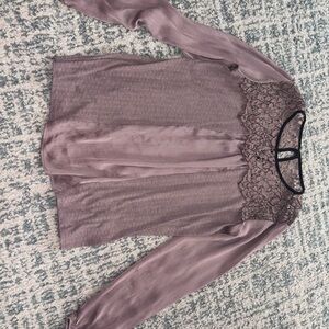 Maurices Mauve Lace Accent Blouse